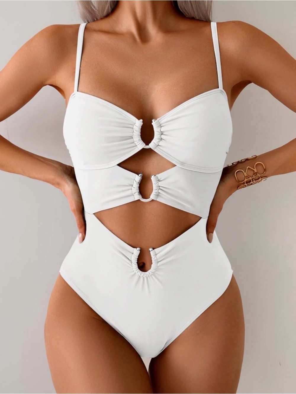 White Cutout One-Piece Swimsuit